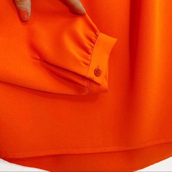 Cremieux Orange Long Sleeve Blouse Size XS - Picture 4 of 6
